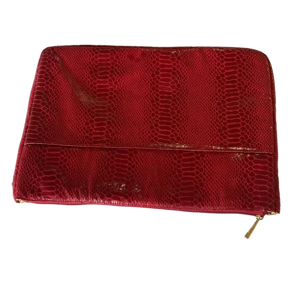 Red Faux Crocodile Skin iPad Case File Holder. Excellent condition!